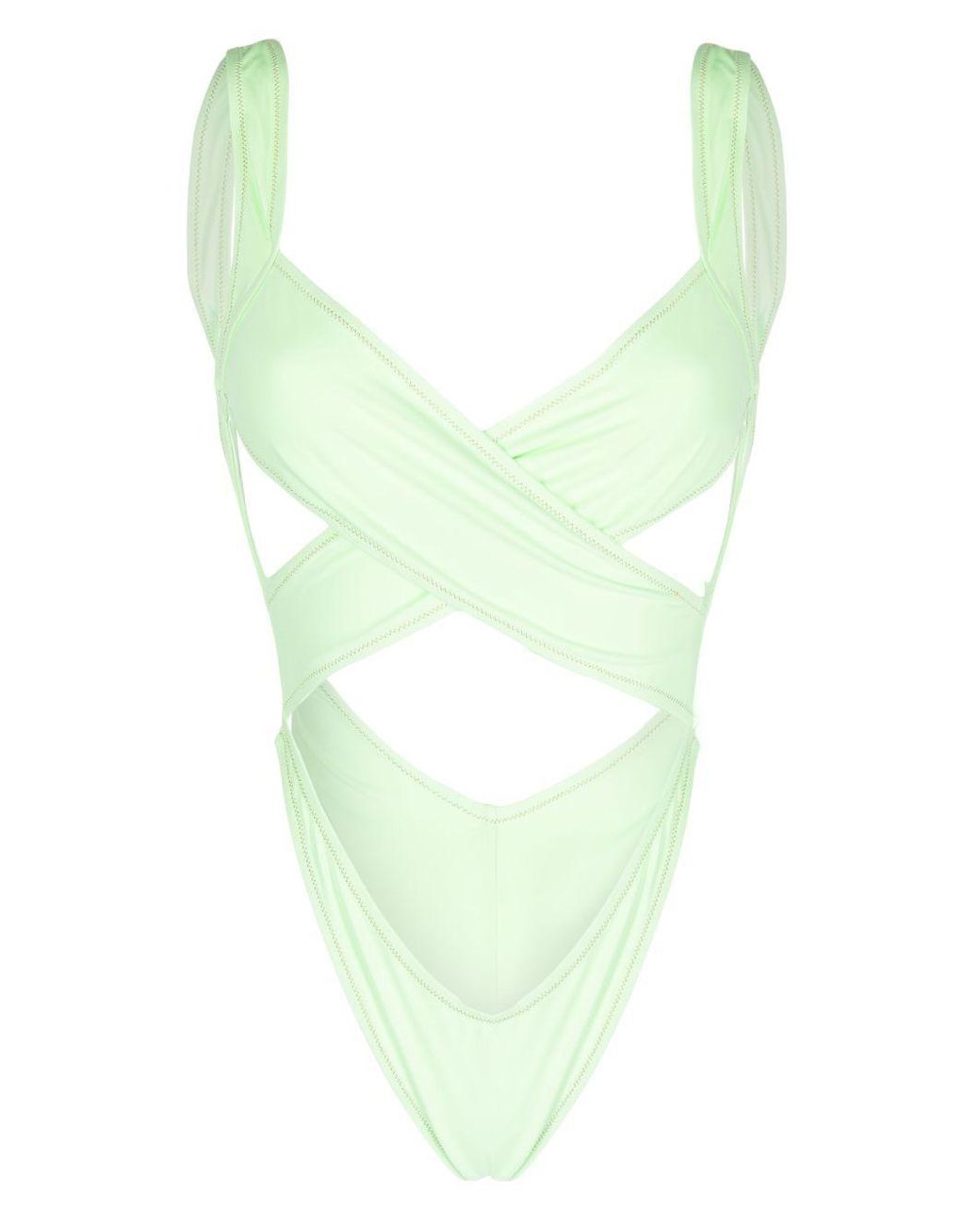 Reina Olga Green Exotica Cut-Out Open Back Swimsuit