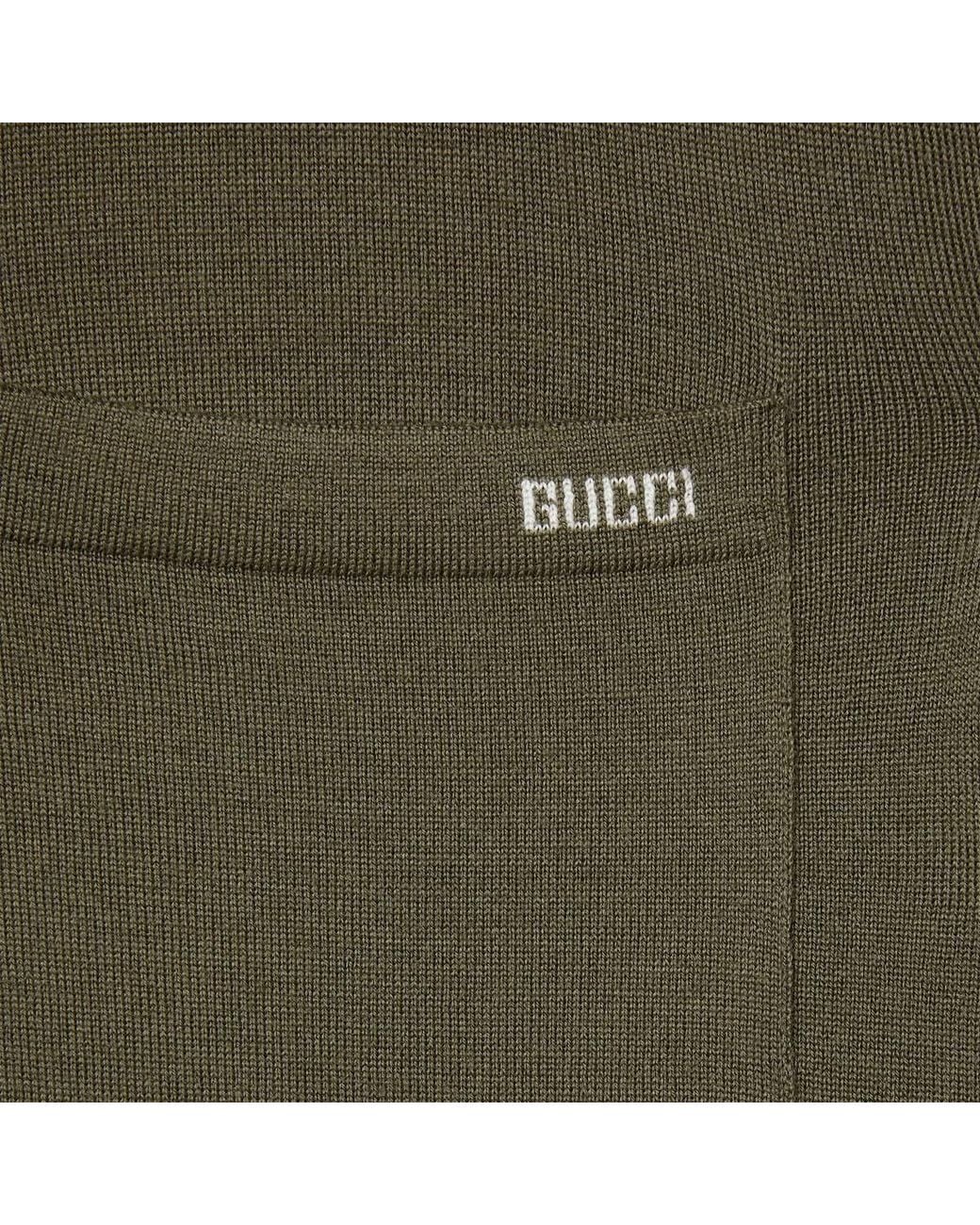Gucci Green Fine Wool Knit Top With Intarsia for men
