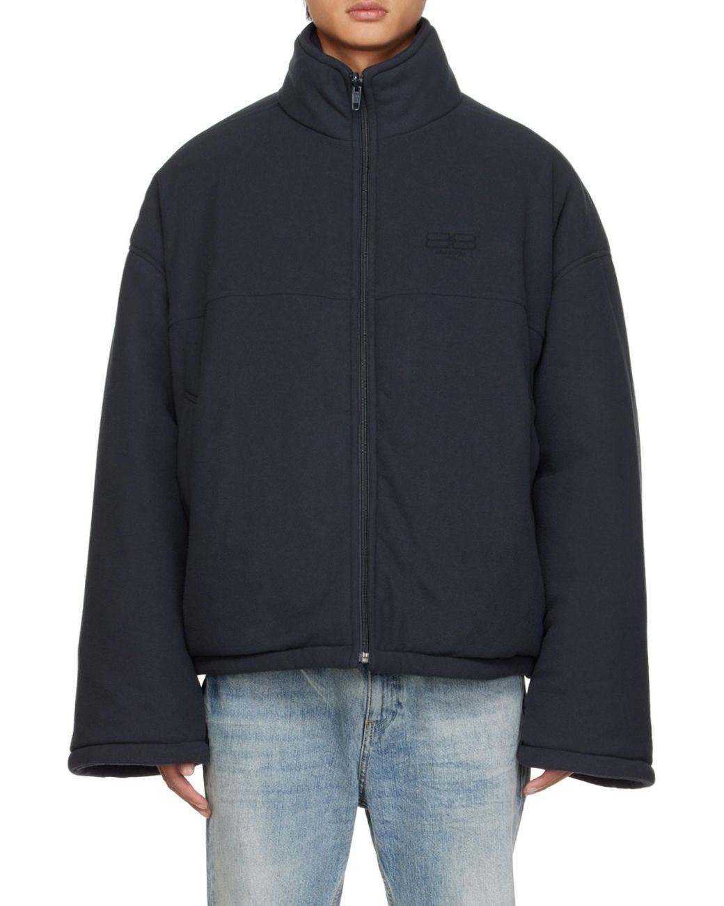 Balenciaga Blue Bb Paris Icon Reversible Puffer Jacket for men