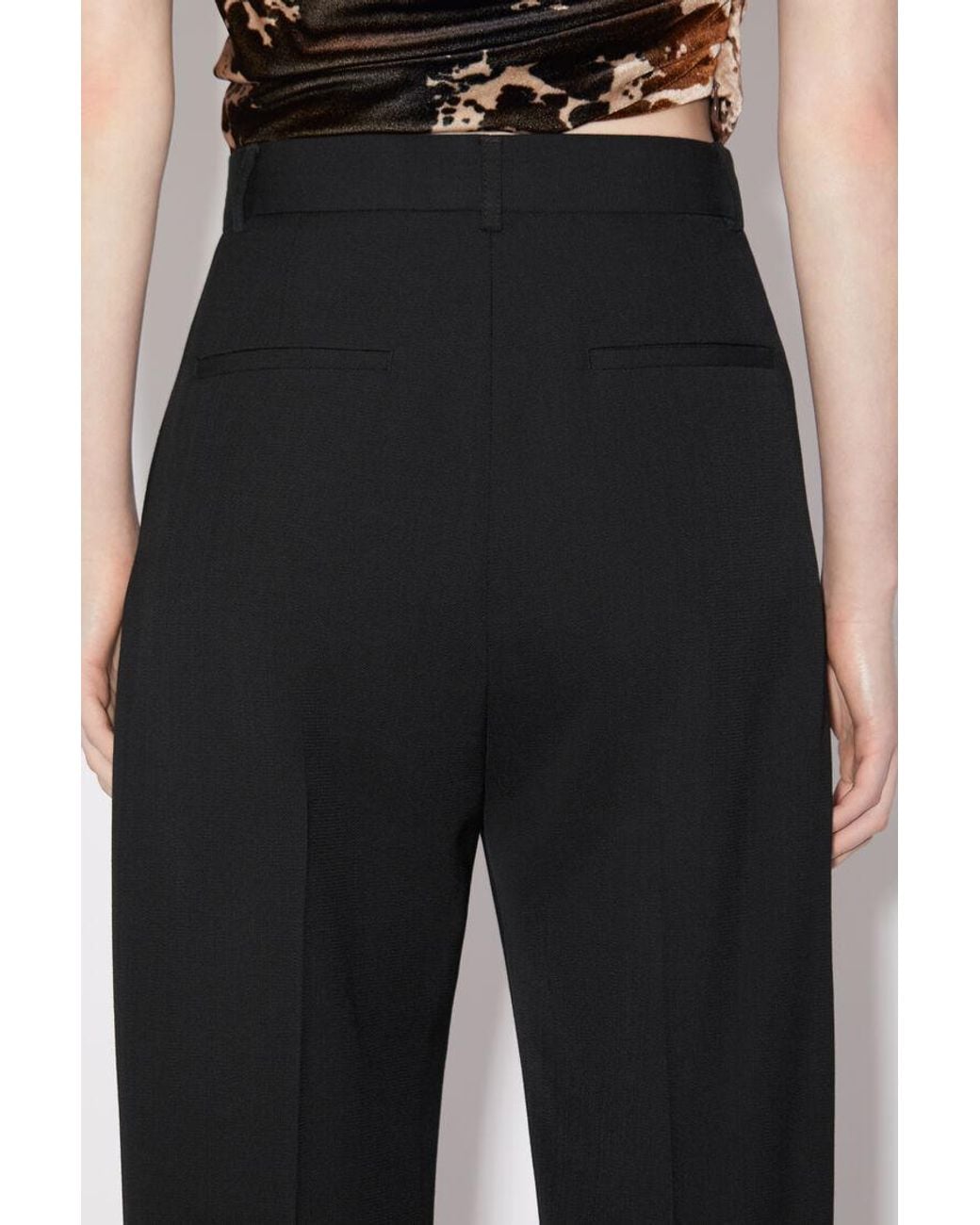 Acne Black Pressed-Crease Cropped-Leg Trousers