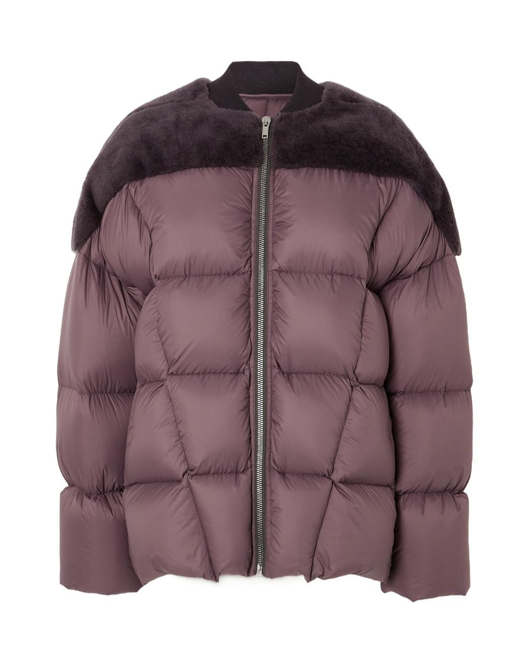 Rick Owens Purple Quilted Padded Oversized Flight Jacket