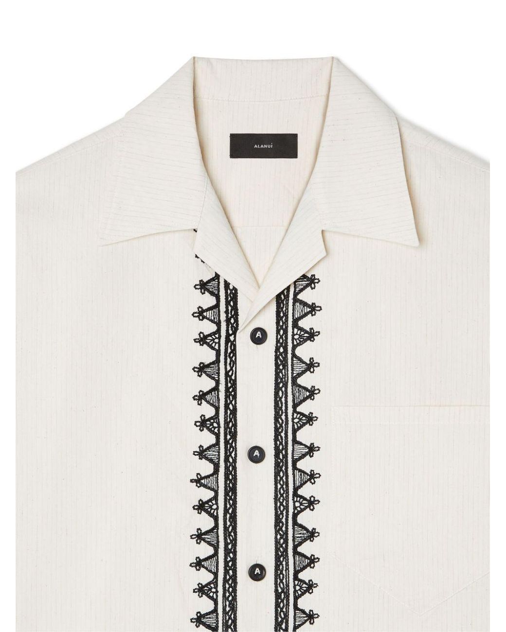 Alanui White Akasha Embroidered-Edge Shirt for men