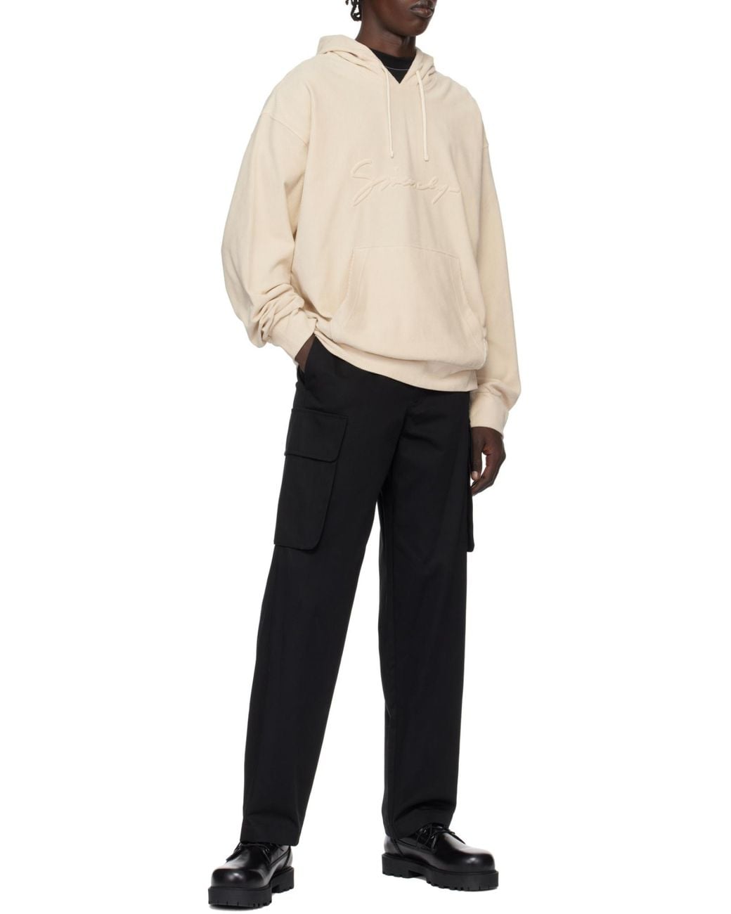 Givenchy Natural Logo Detailed Drawstring Hoodie for men