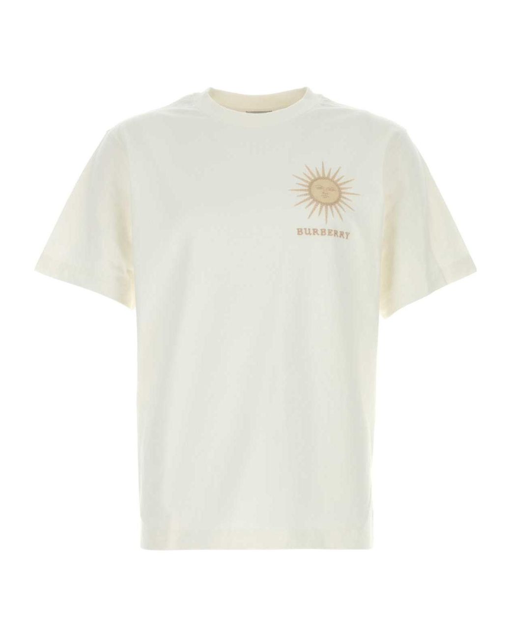 Burberry White Logo Printed Crewneck T-Shirt for men