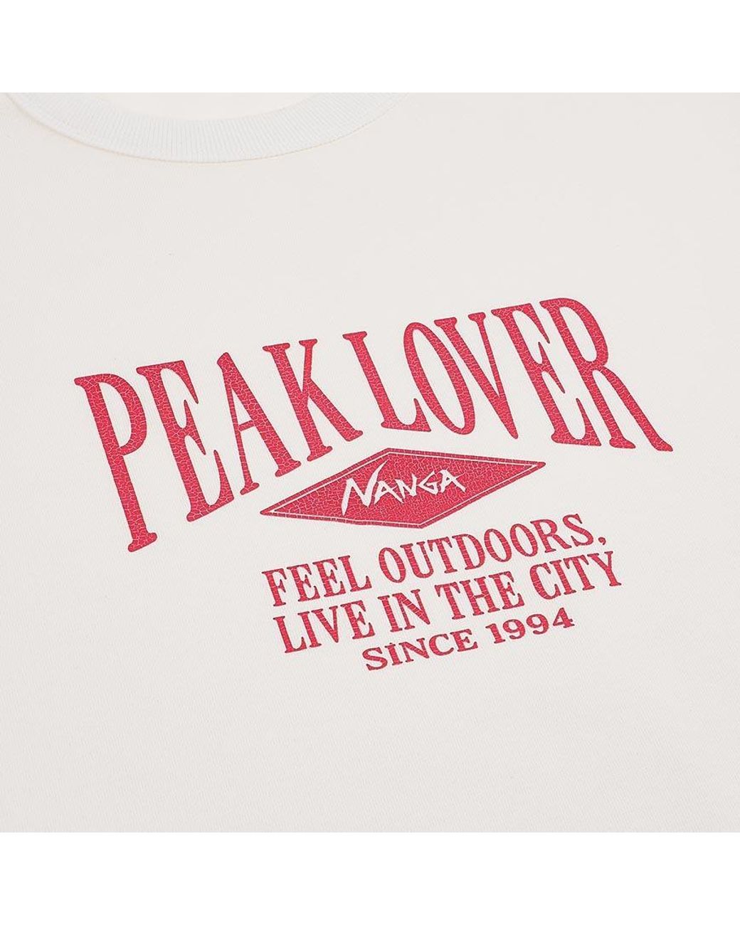 NANGA White Peak Crew Neck T-Shirt for men