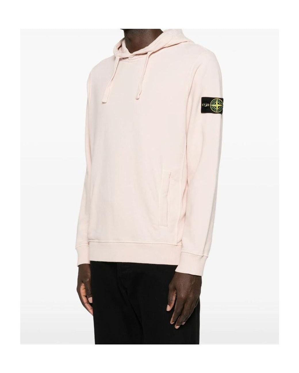 Stone Island Pink Compass-Patch Drawstring Hoodie for men