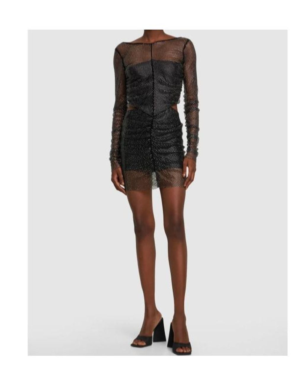 GIUSEPPE DI MORABITO Black Embroidered Mesh Mini Dress