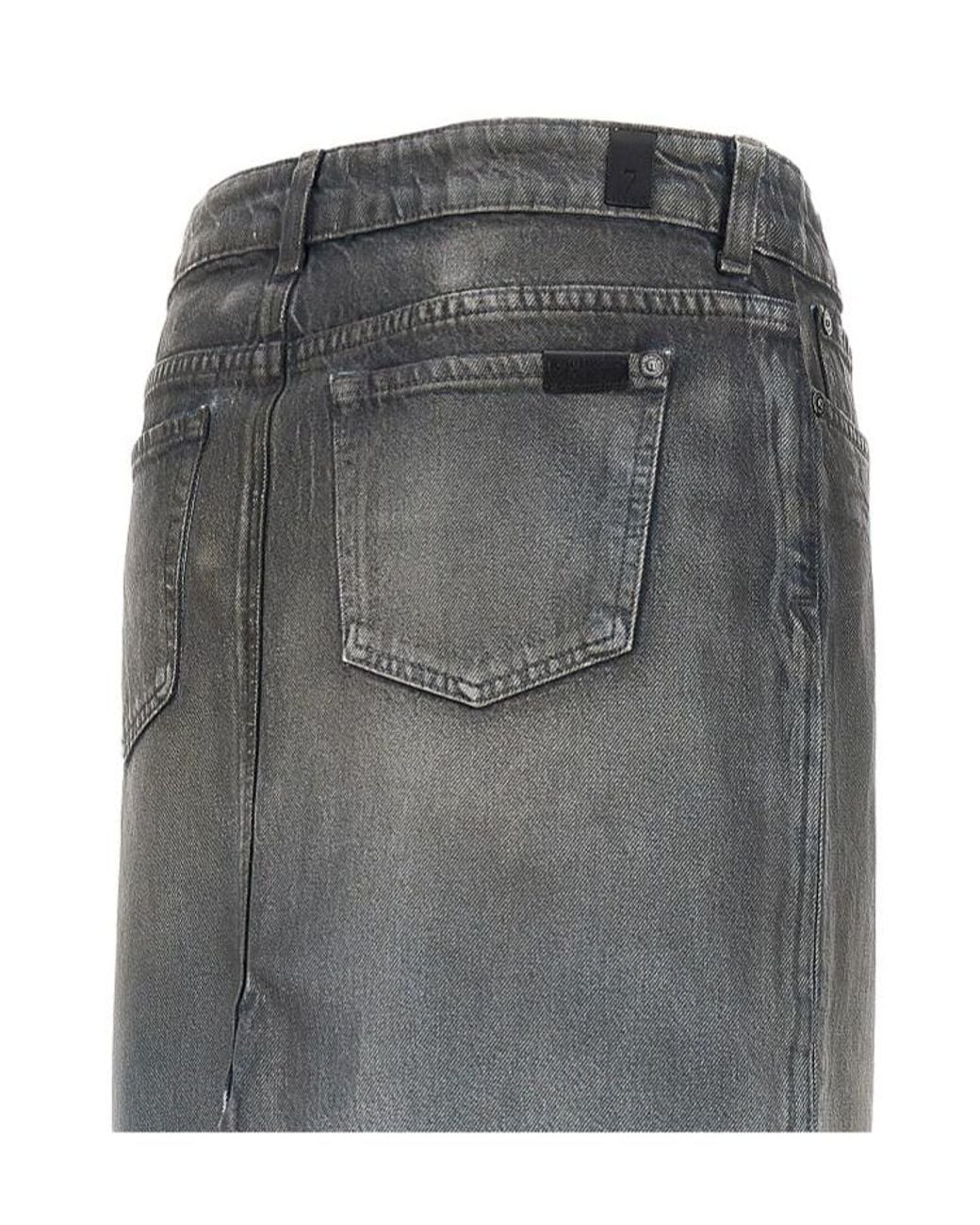 7 For All Mankind Gray Coated Denim Skirt