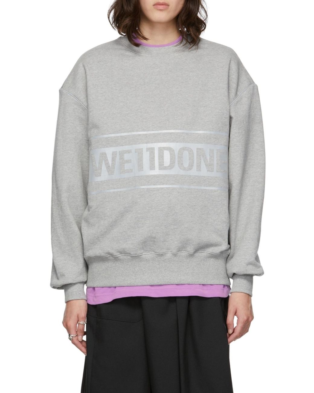 we11done Gray Logo Print Sweatshirt for men