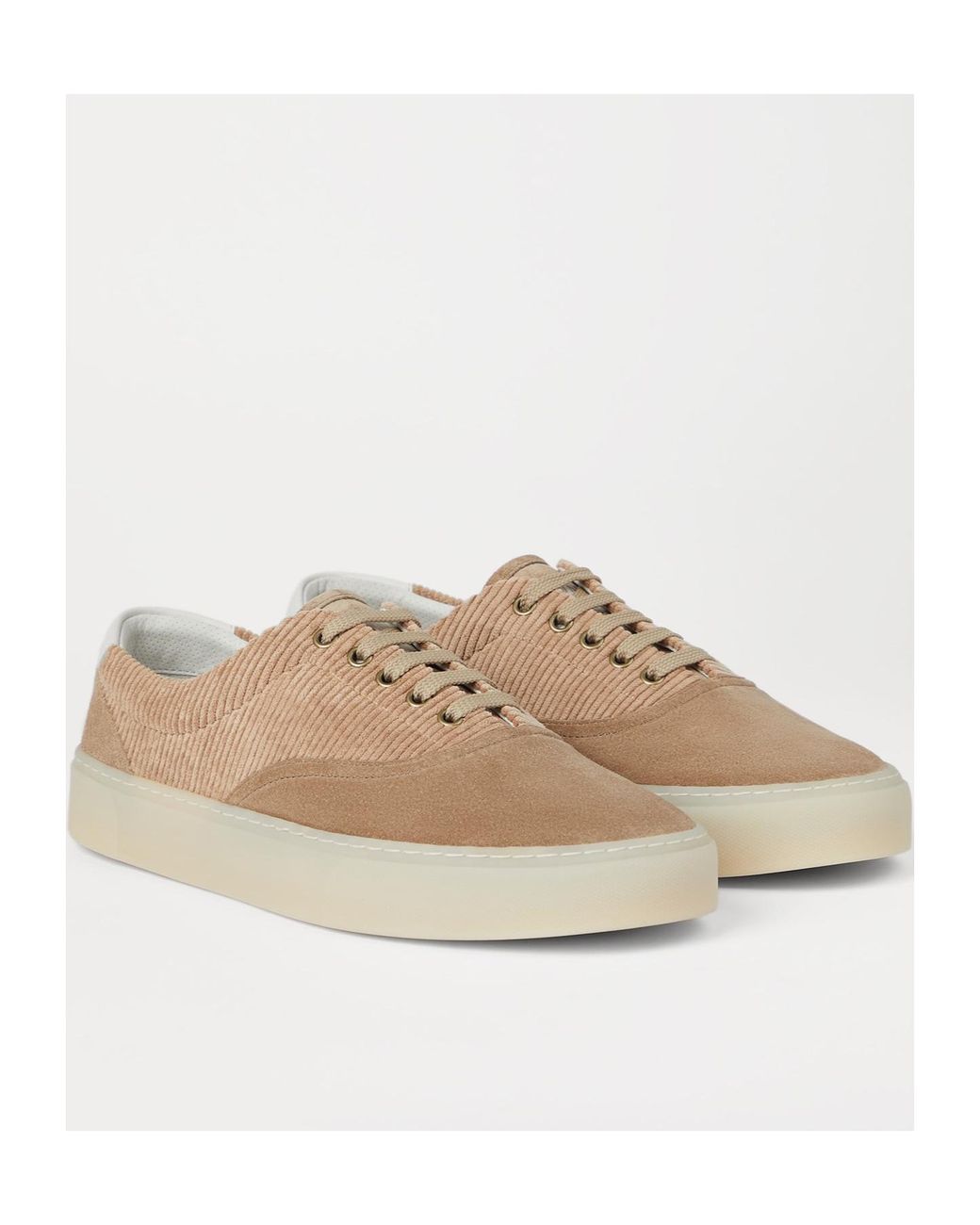 Brunello Cucinelli Brown Panelled Leather Sneakers for men
