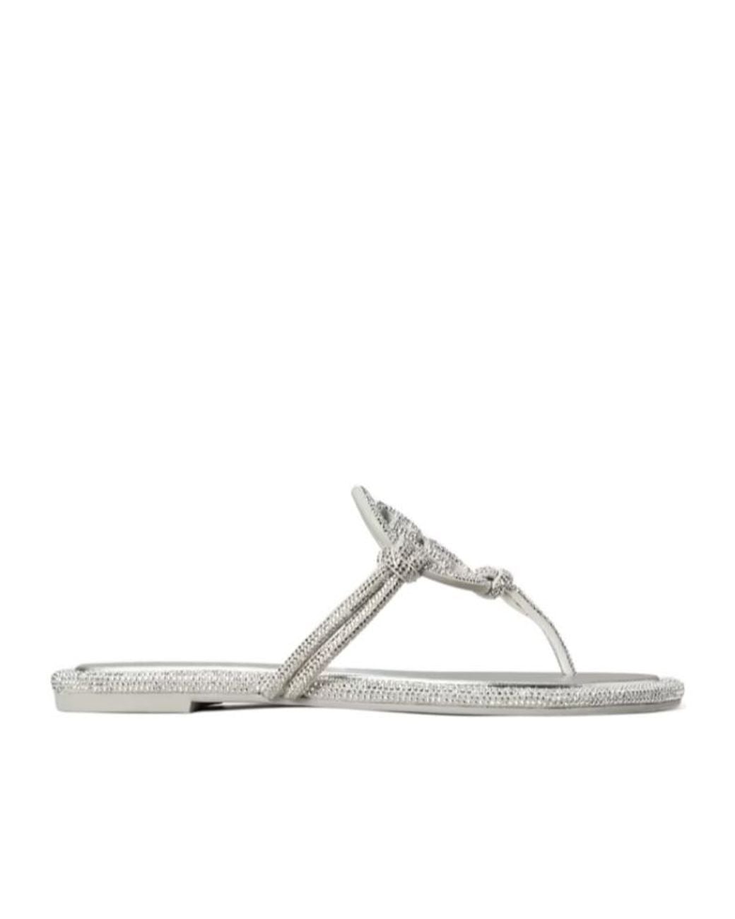 Tory Burch White Crystal Embellished Sandal