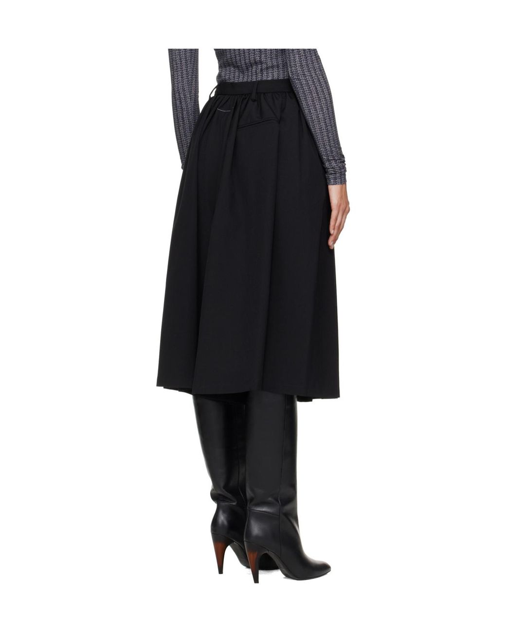 MM6 by Maison Margiela Black Gathered Wide Leg Shorts