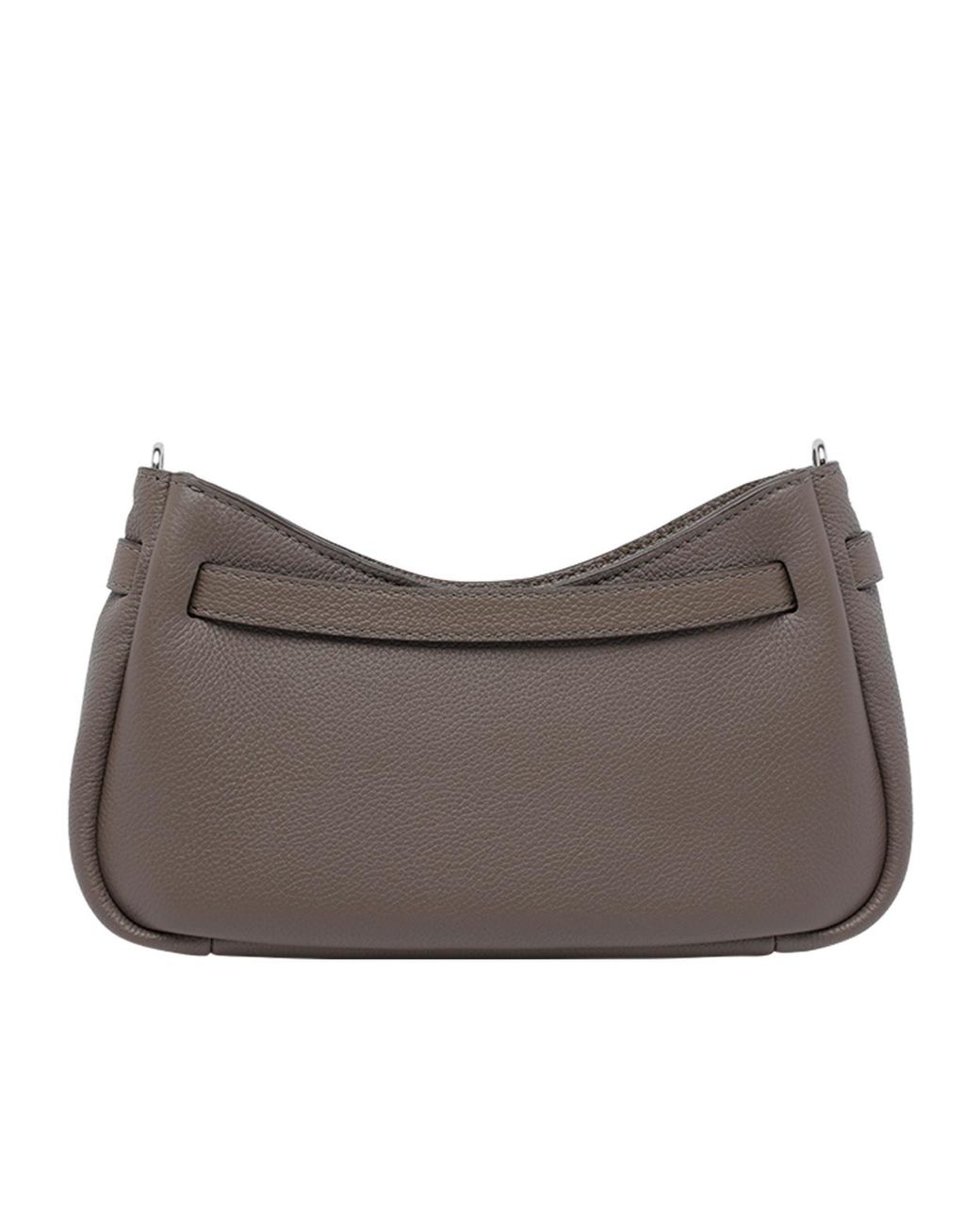 Tory Burch Gray Logo Plaque Zipped Shoulder Bag