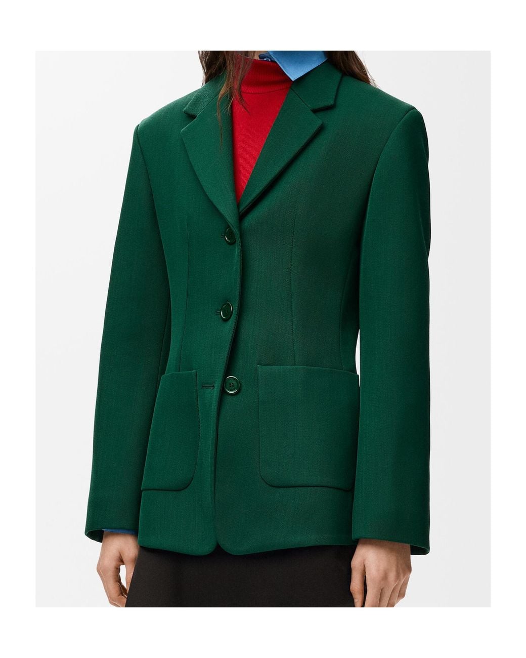 Loewe Green Single-Breasted Patch Pocket Blazer