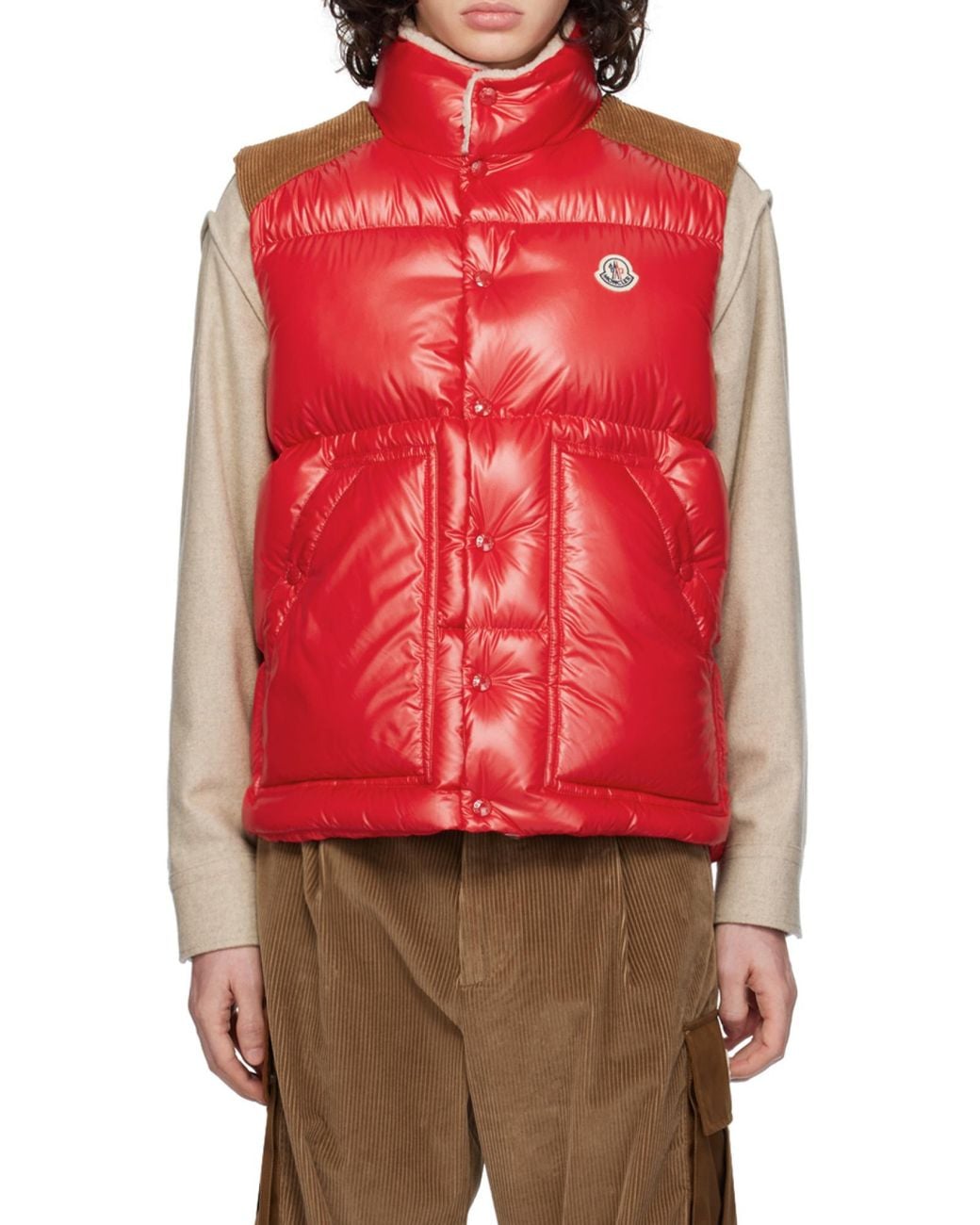 Moncler Red Ardeche Button-Up Down Vest for men