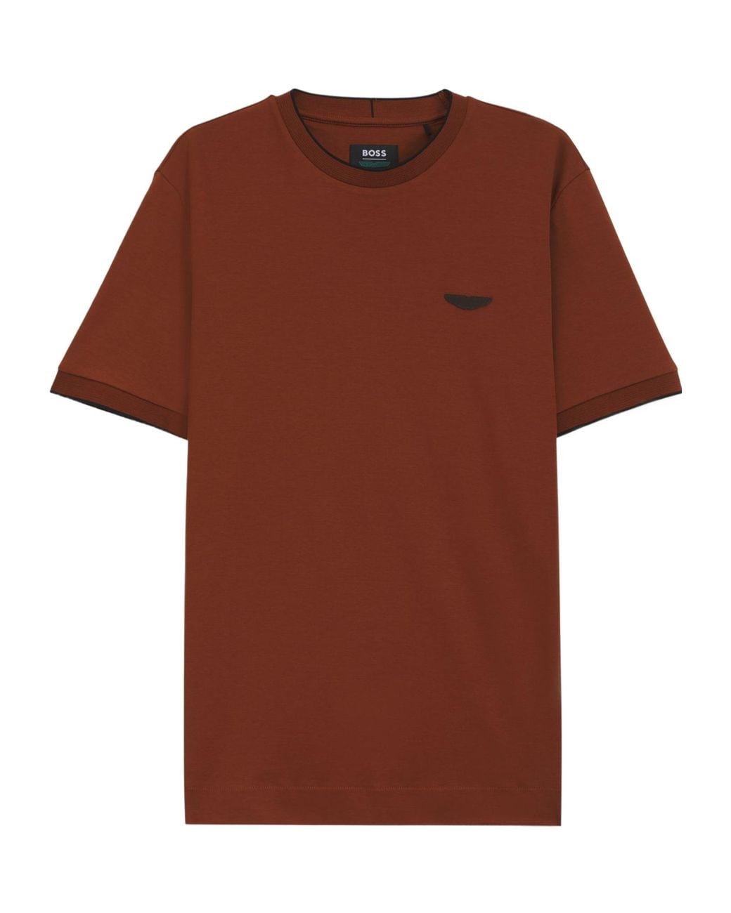 Boss Brown Logo-Plaque Cotton T-Shirt for men