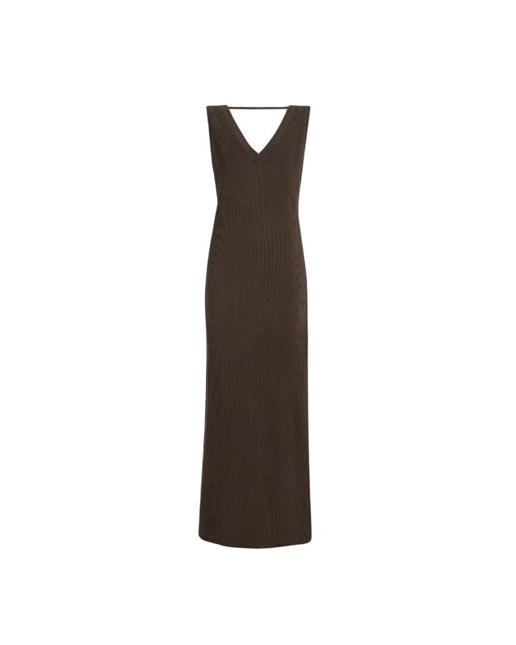Brunello Cucinelli White Cotton Rib Knit Dress With Monili