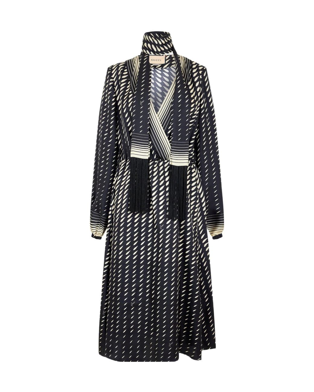 Gucci Black Silk Structured Tea Dress
