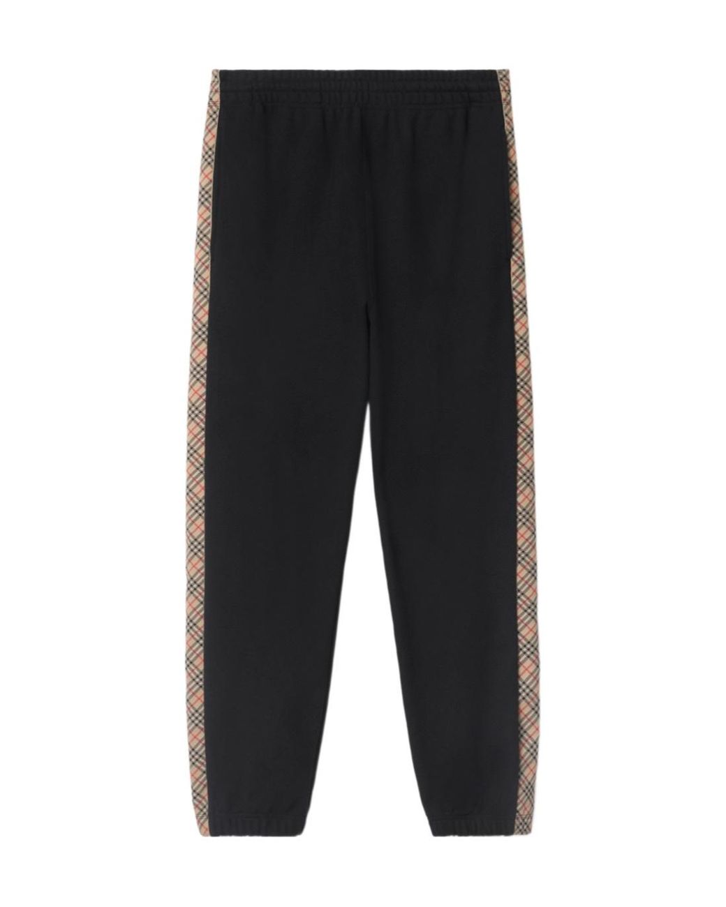 Burberry Black Check Detailed Straight-Leg Track Pants for men
