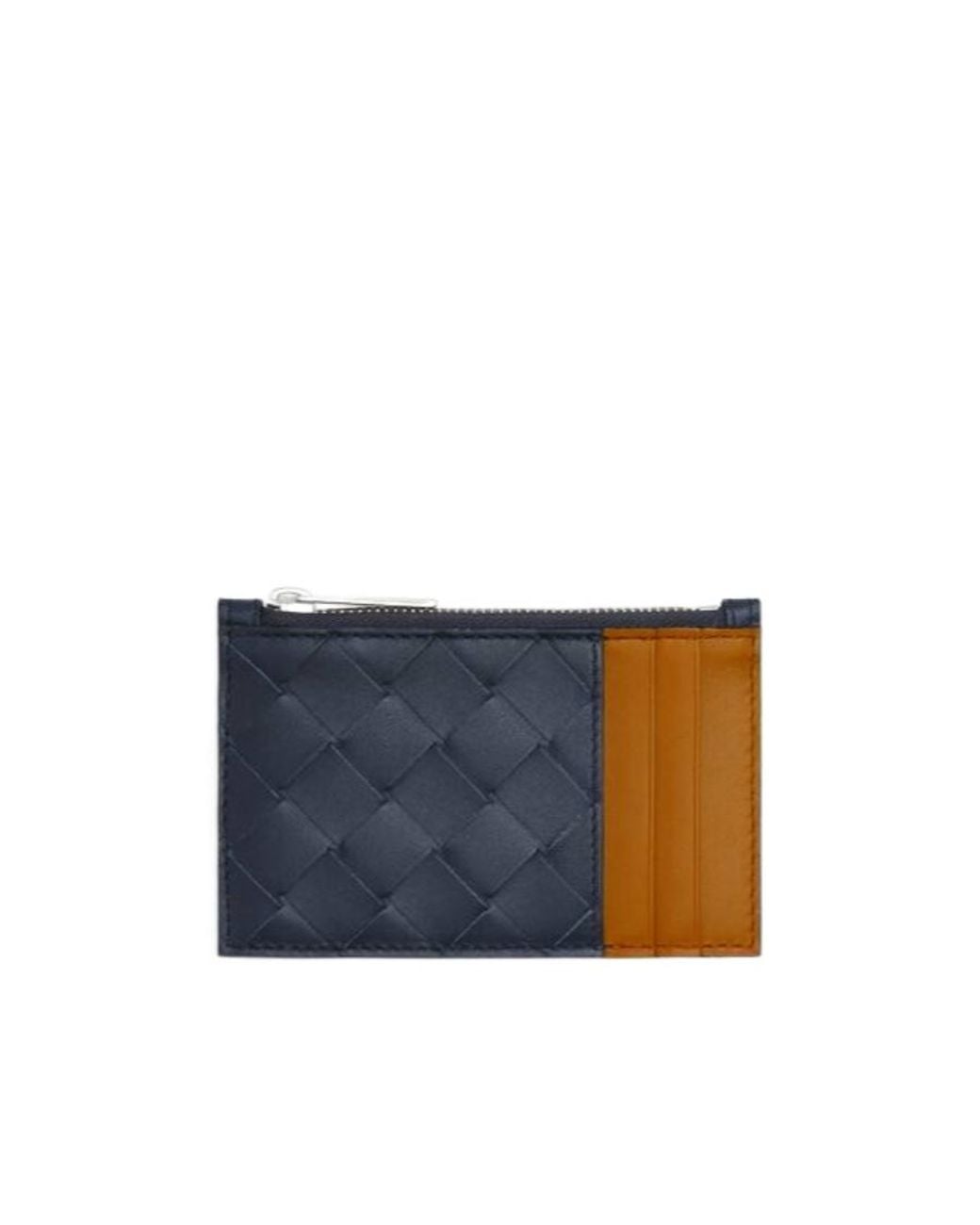 Bottega Veneta Blue Intrecciato Zipped Card Case for men