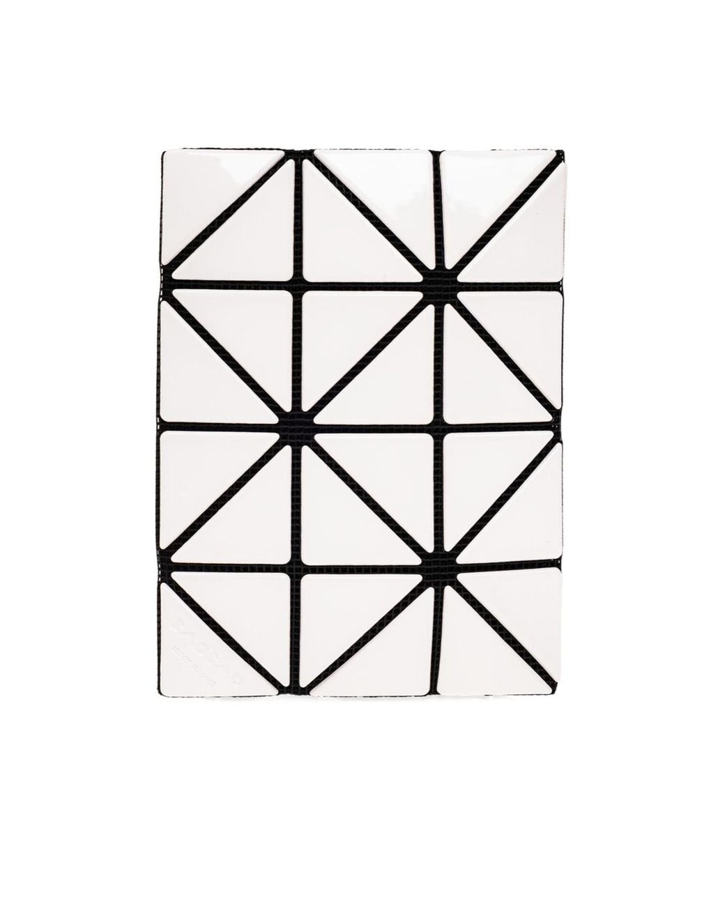 Issey Miyake White High-Shine Geometric-Design Cardholder for men