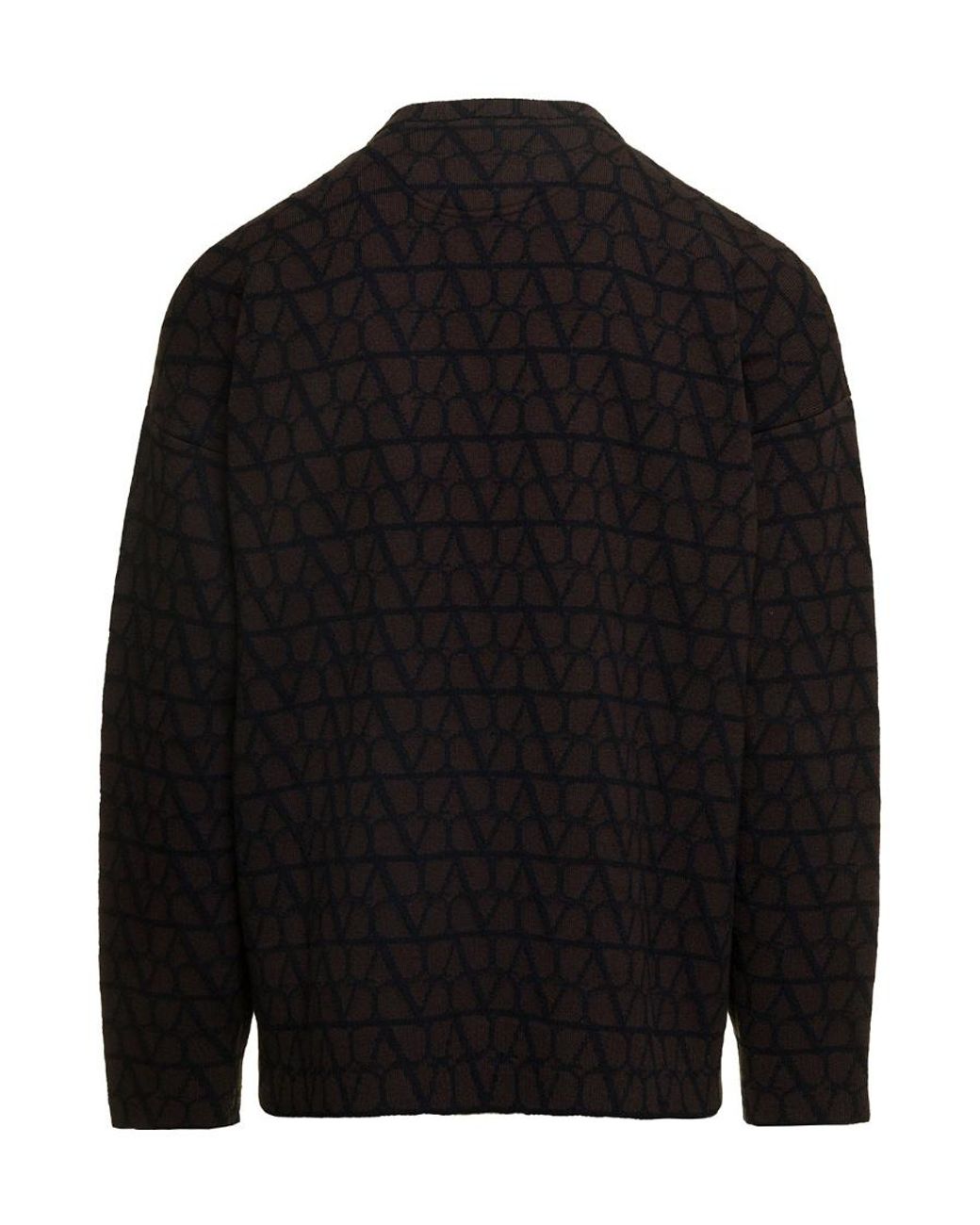 Valentino Gray Toile Iconographe Crewneck Knitted Jumper for men