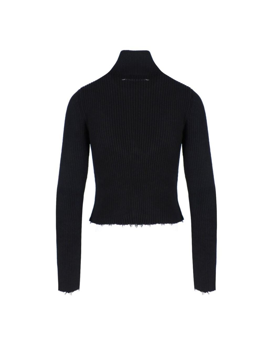 MM6 by Maison Margiela Black Ribbed-Knit Zipped Cardigan
