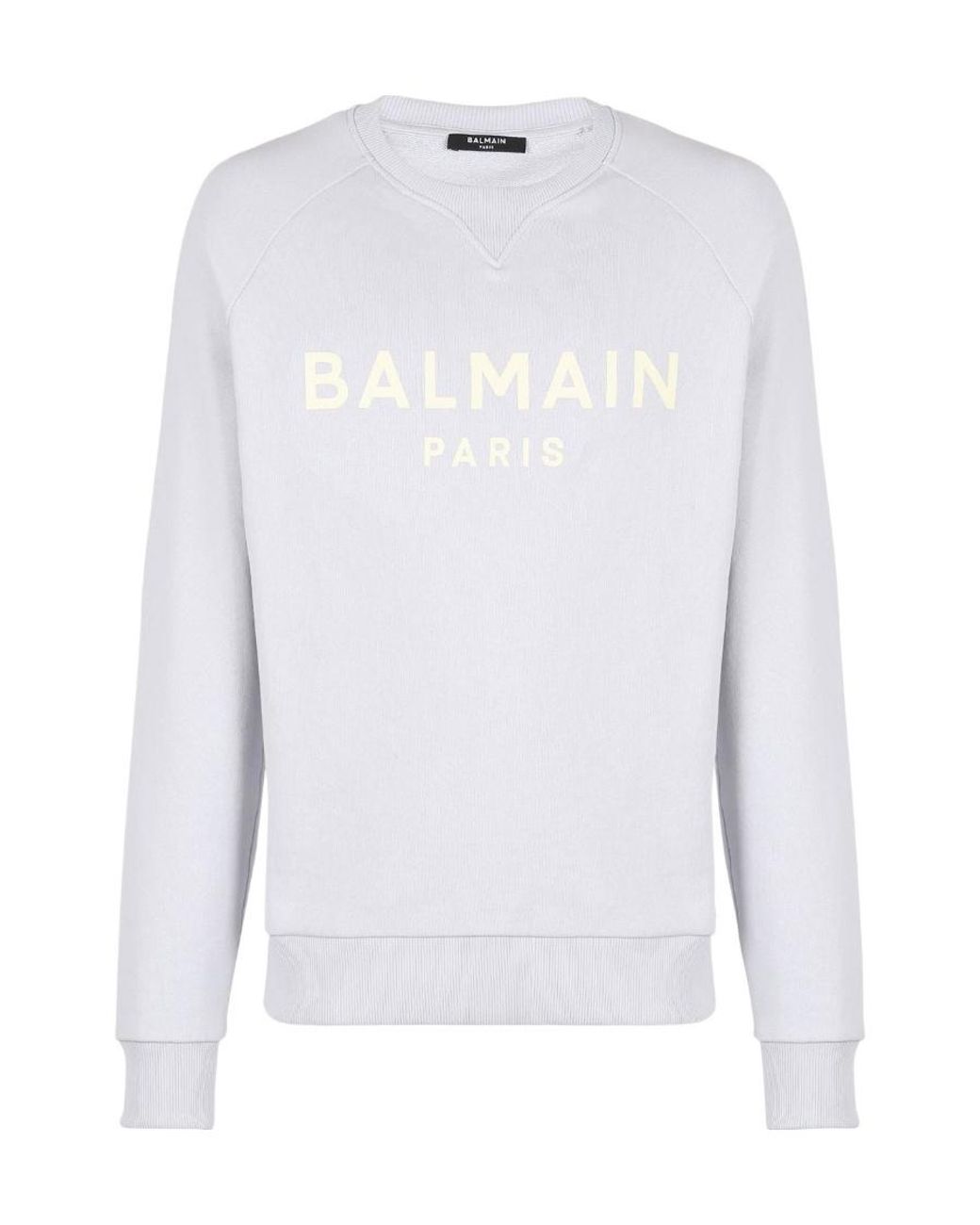 Balmain White Cotton Printed Logo Sweatshirt for men