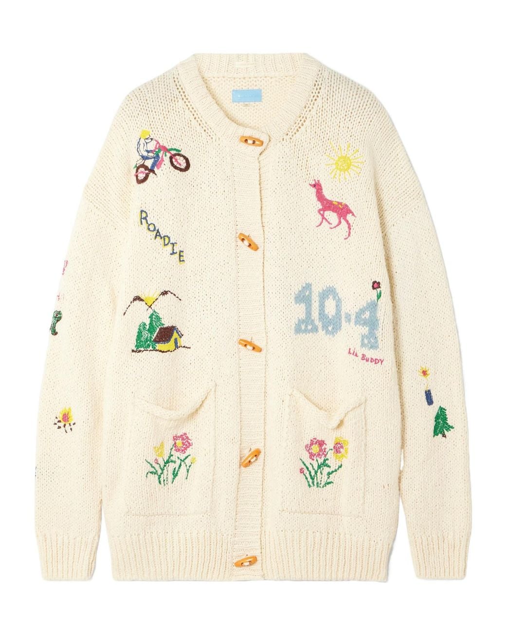 Mother Natural The Long Drop Embroidered Cotton And Alpaca-Blend Cardigan