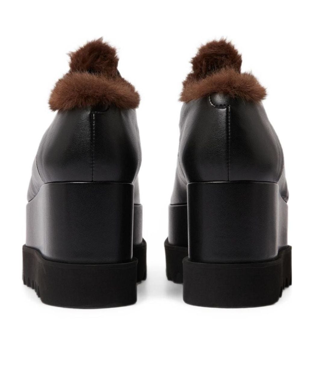 Stella McCartney Black Elyse Faux-Fur Lace-Up Shoes