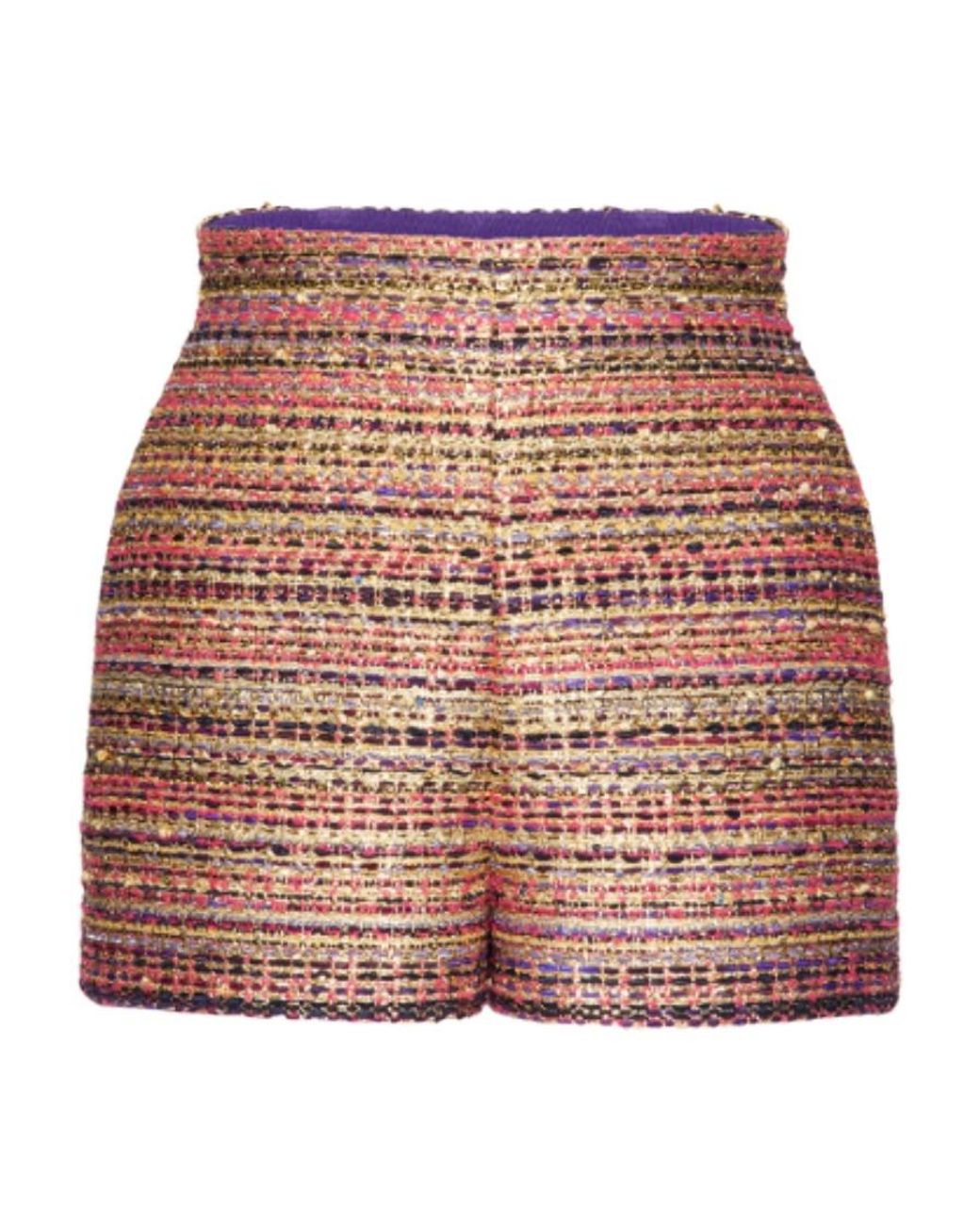 Valentino Red Metallic Jacquard Shorts