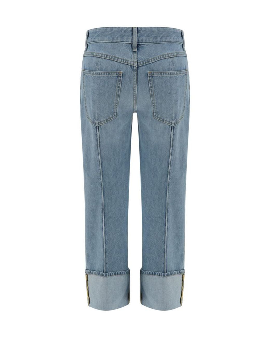 Bottega Veneta Blue Turn-Up Hem Denim Jeans