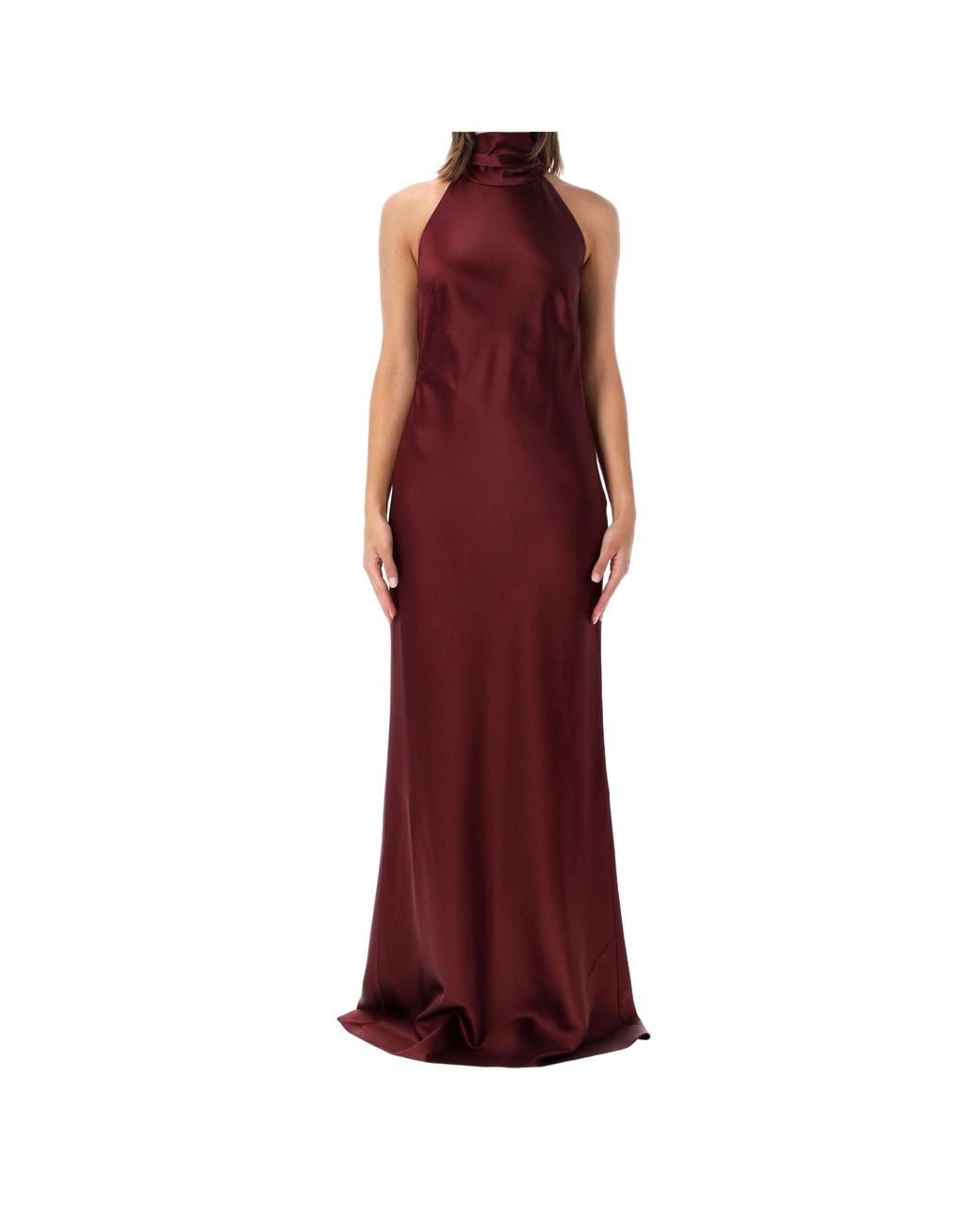 Ralph Lauren Red Bow-Detail Halterneck Dress
