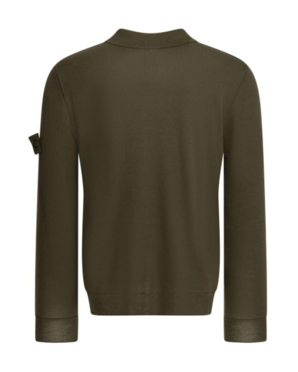 Stone Island Green Logo-Patch Long-Sleeve Polo Shirt for men