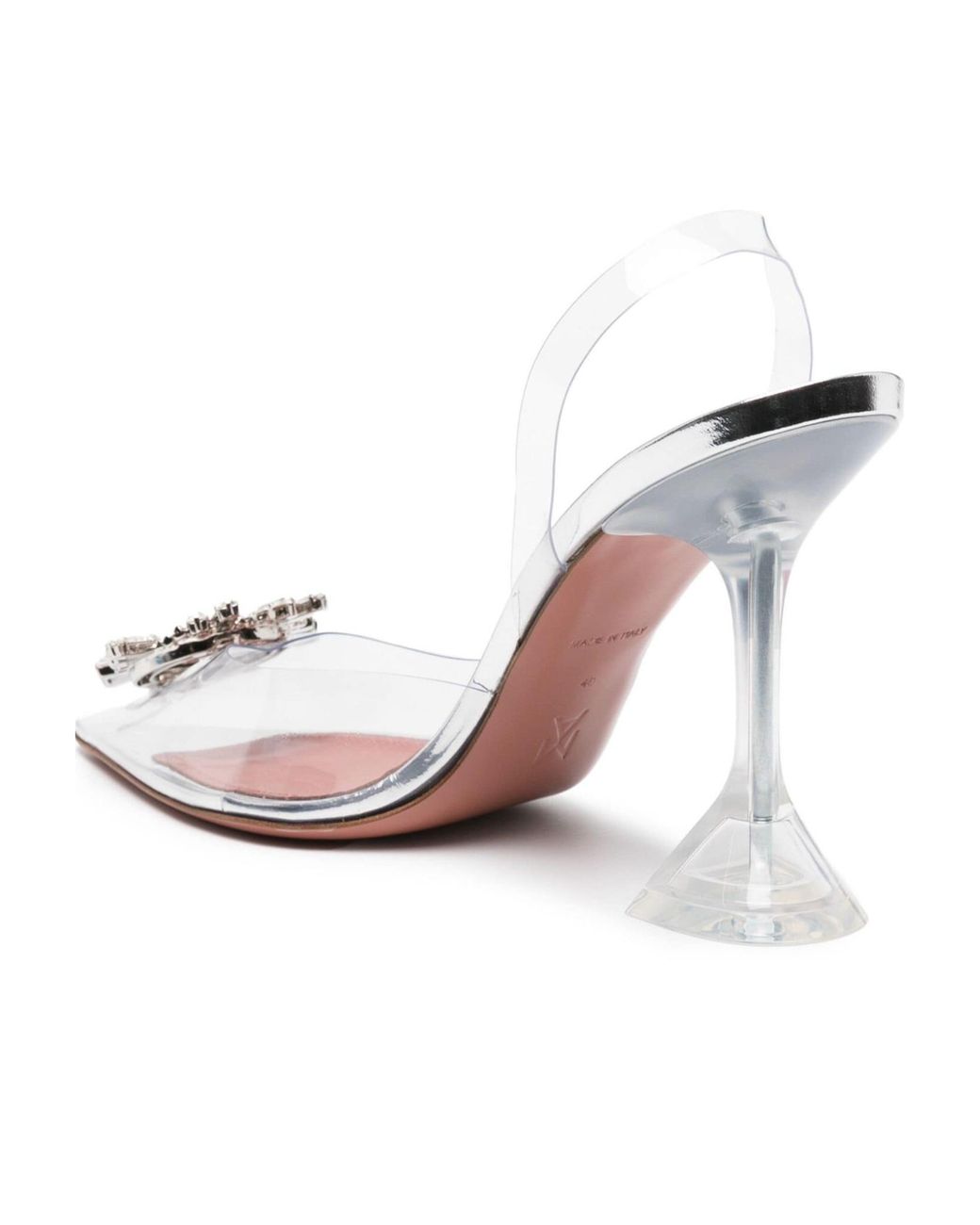 AMINA MUADDI White Logo-Embellished Slingback High-Heel Sandals
