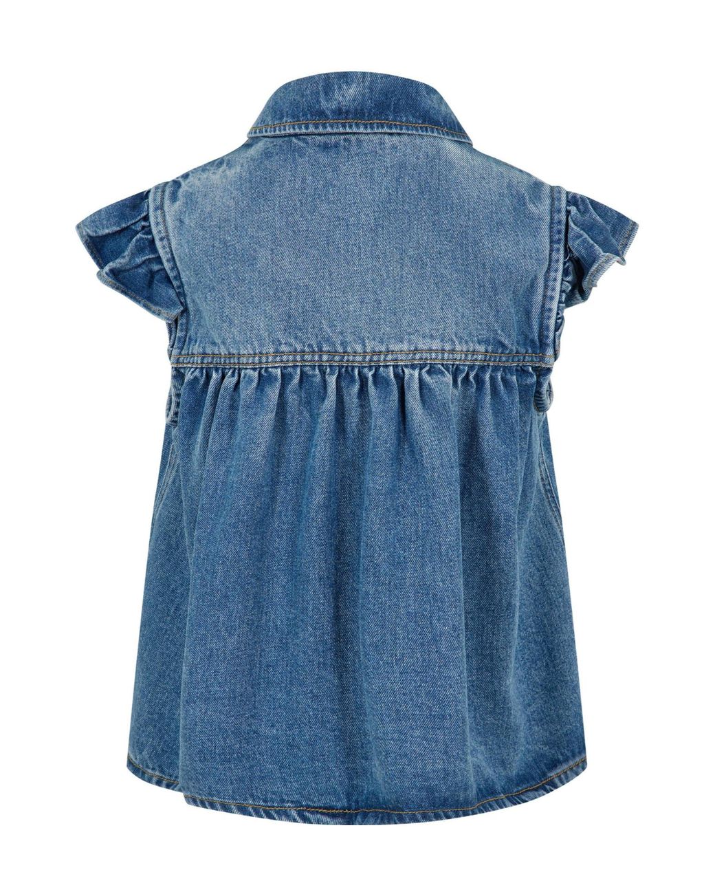 Ganni Blue Denim Short Sleeve Top