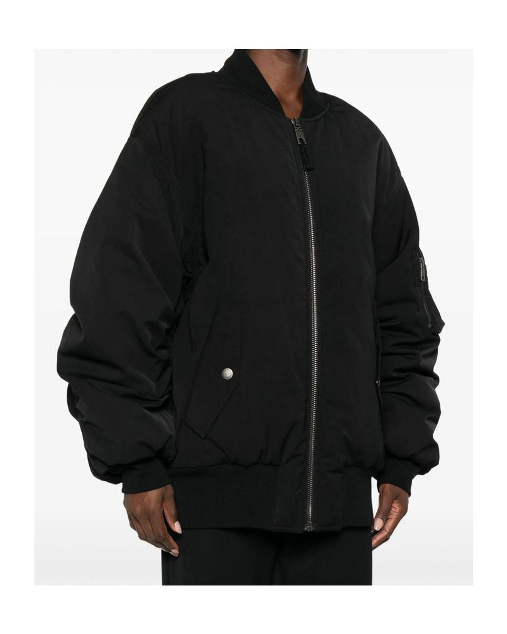 Dolce & Gabbana Black Zip-Up Oversized Bomber Jacket