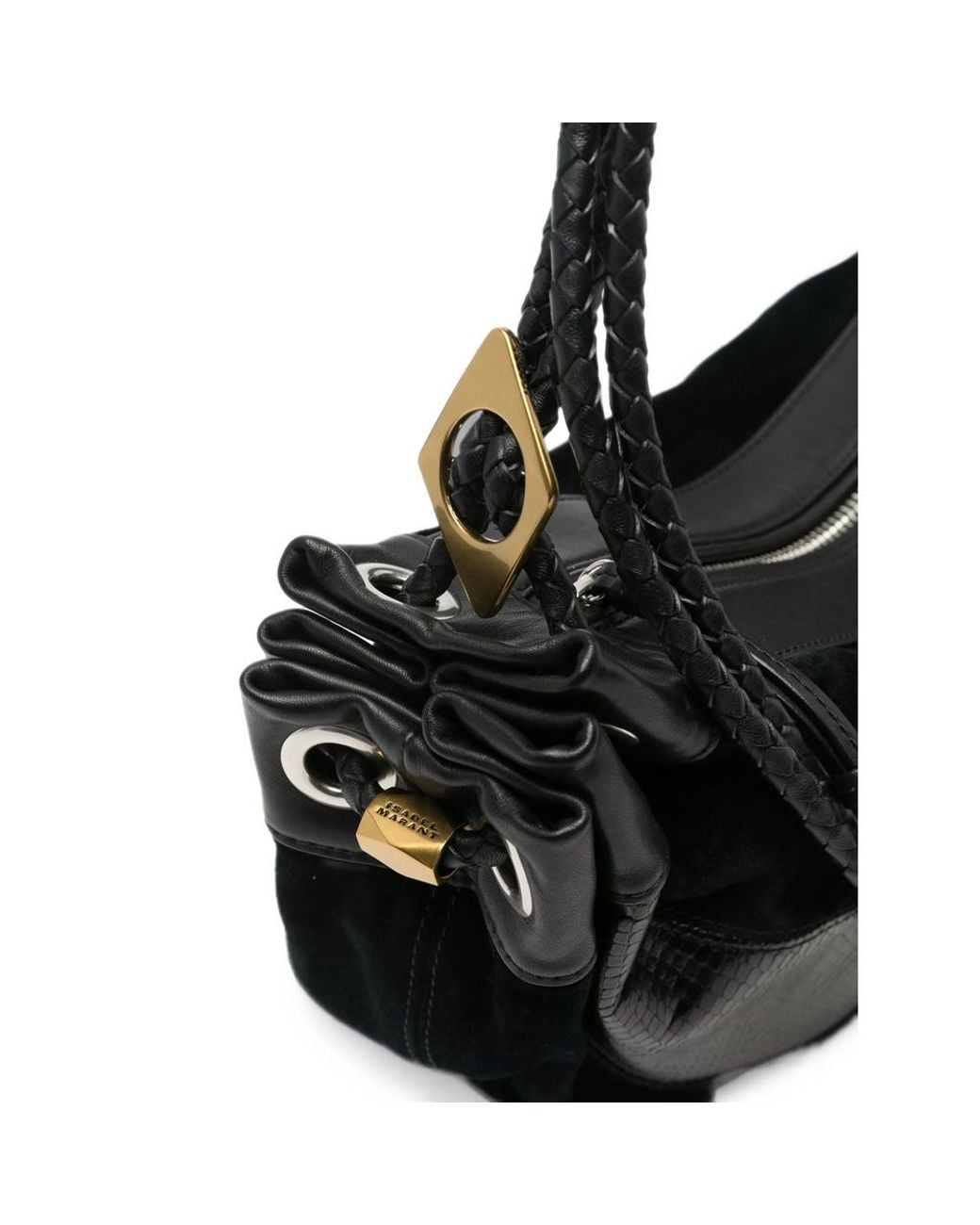 Isabel Marant Black Medium Maia Braided-Strap Panelled Shoulder Bag