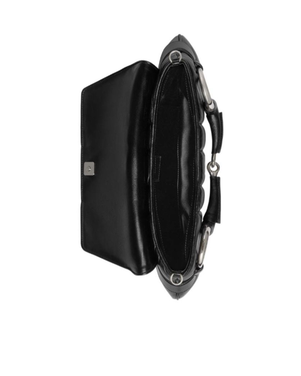 Gucci Black Horsebit Plaque Curved Shoulder Bag