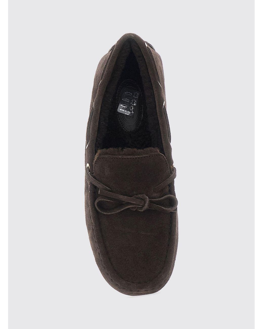 Tod's Brown Shearling Trim Driving Flat Shoes