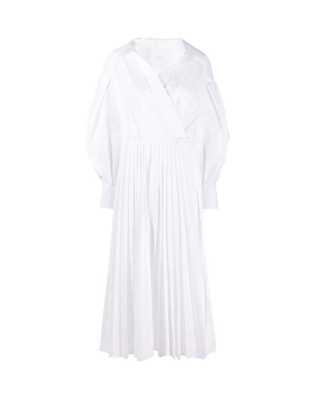 Valentino White Wrap Pleated Shirt Dress