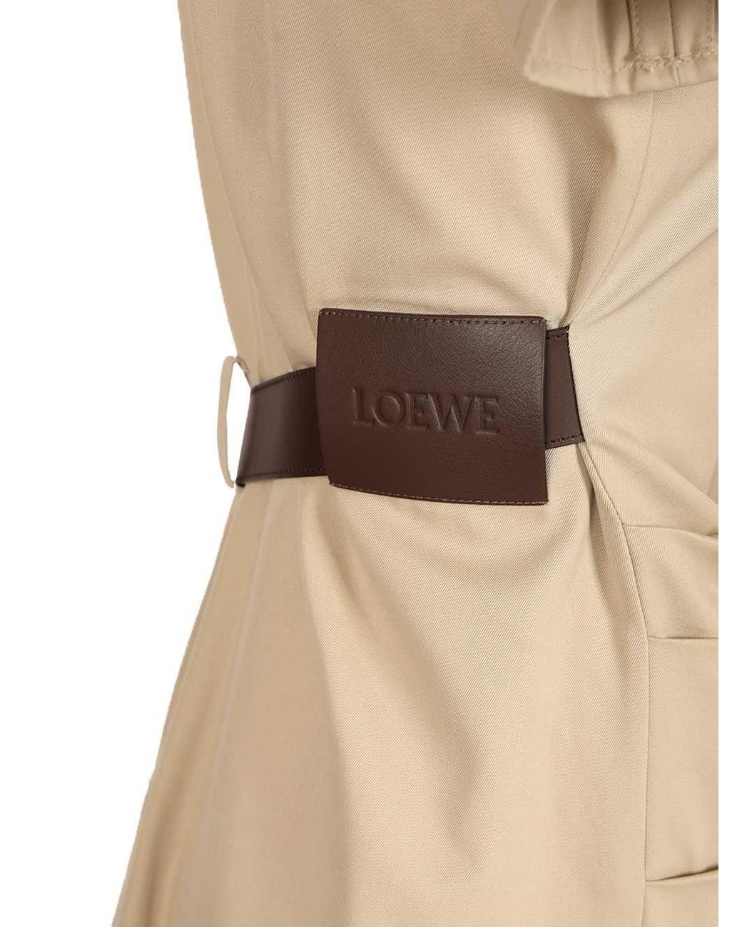 Loewe Natural V-Neck Asymmetric Belted Dress
