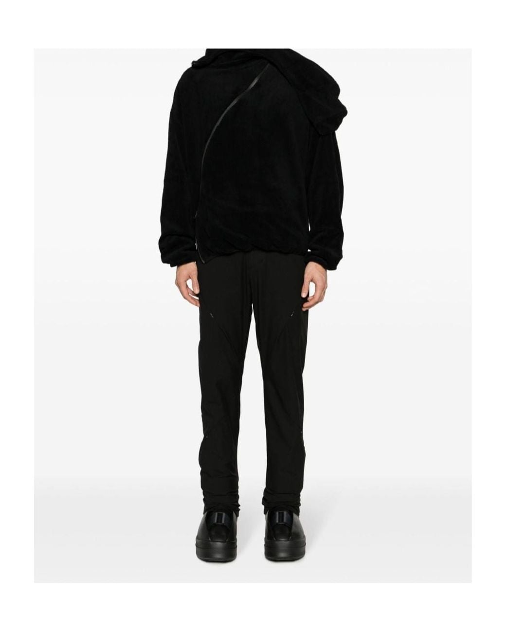 Post Archive Faction PAF Black High-Waist Tapered-Leg Trousers for men