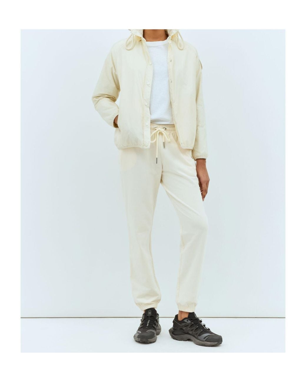 Moncler White Logo Patch Hooded Jacket