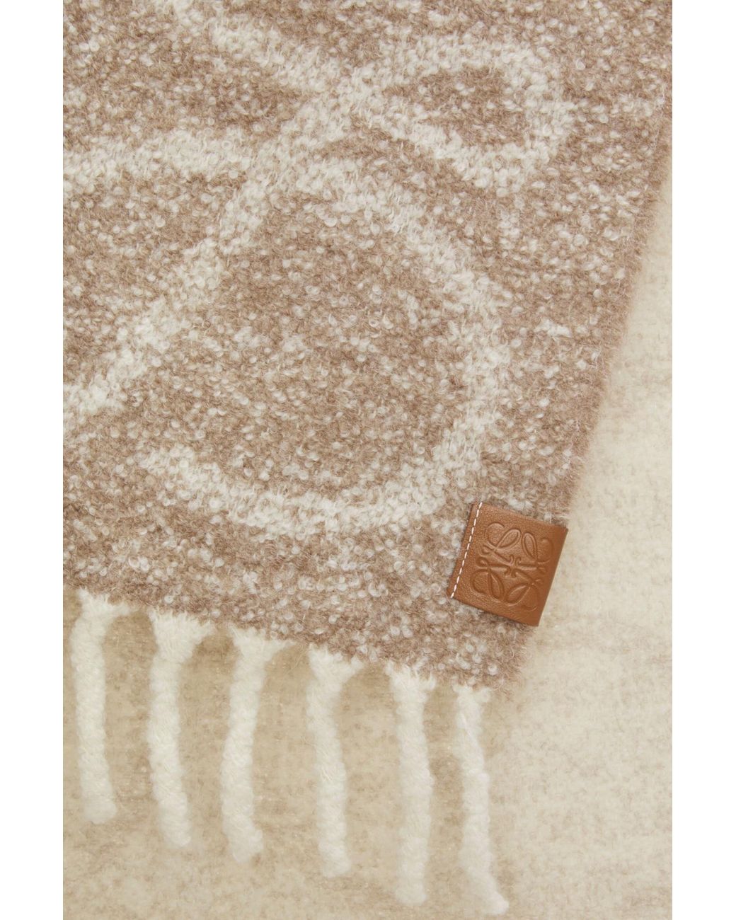 Loewe White Anagram Fringed Scarf