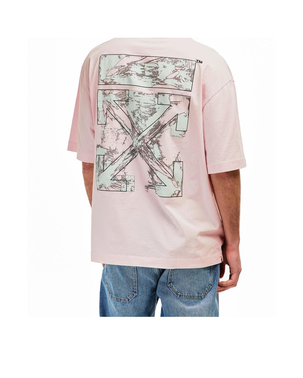 Off-White c/o Virgil Abloh Pink Paint Arrow Oversized T-Shirt for men