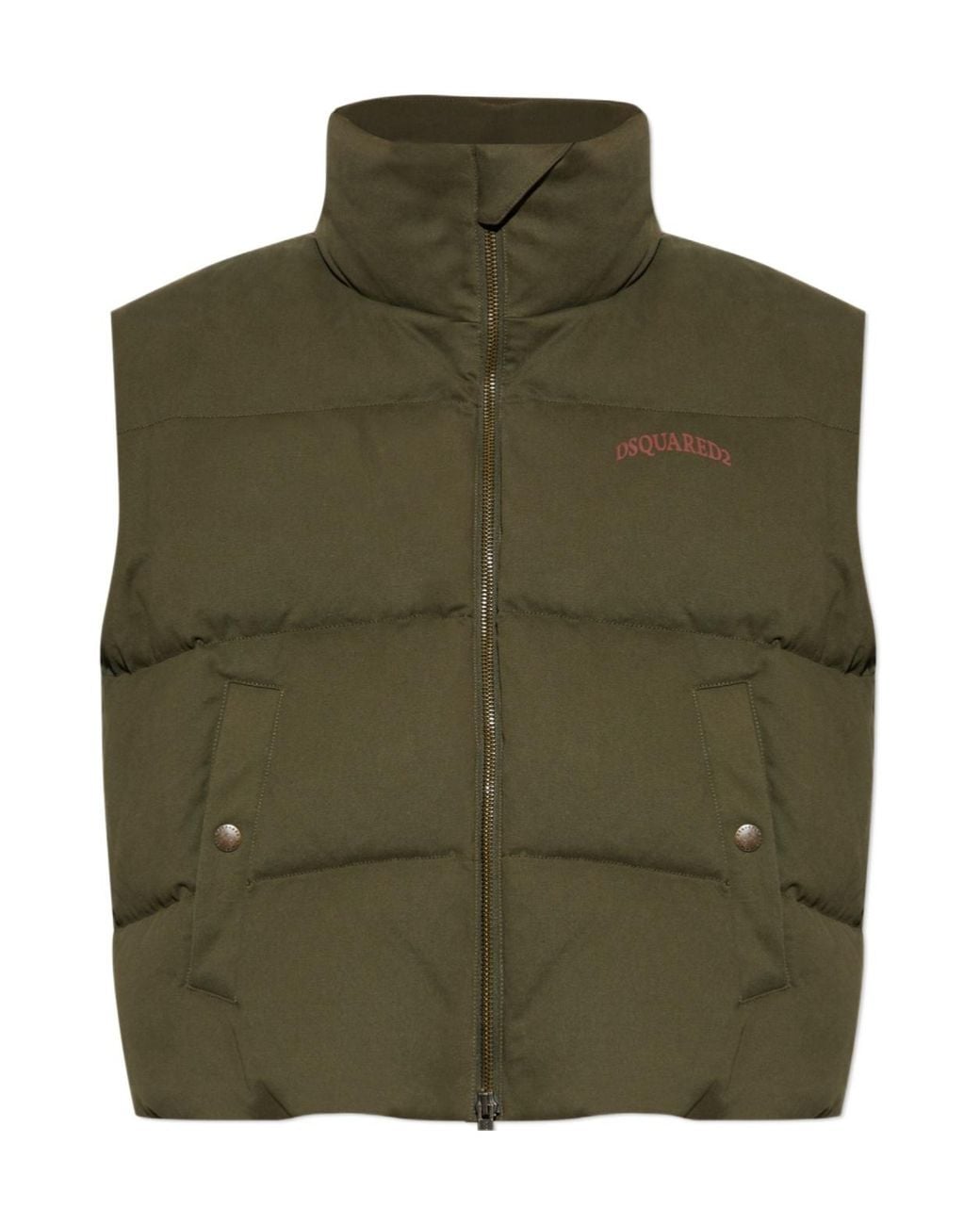 DSquared² Green Quilted Zipped Gilet for men
