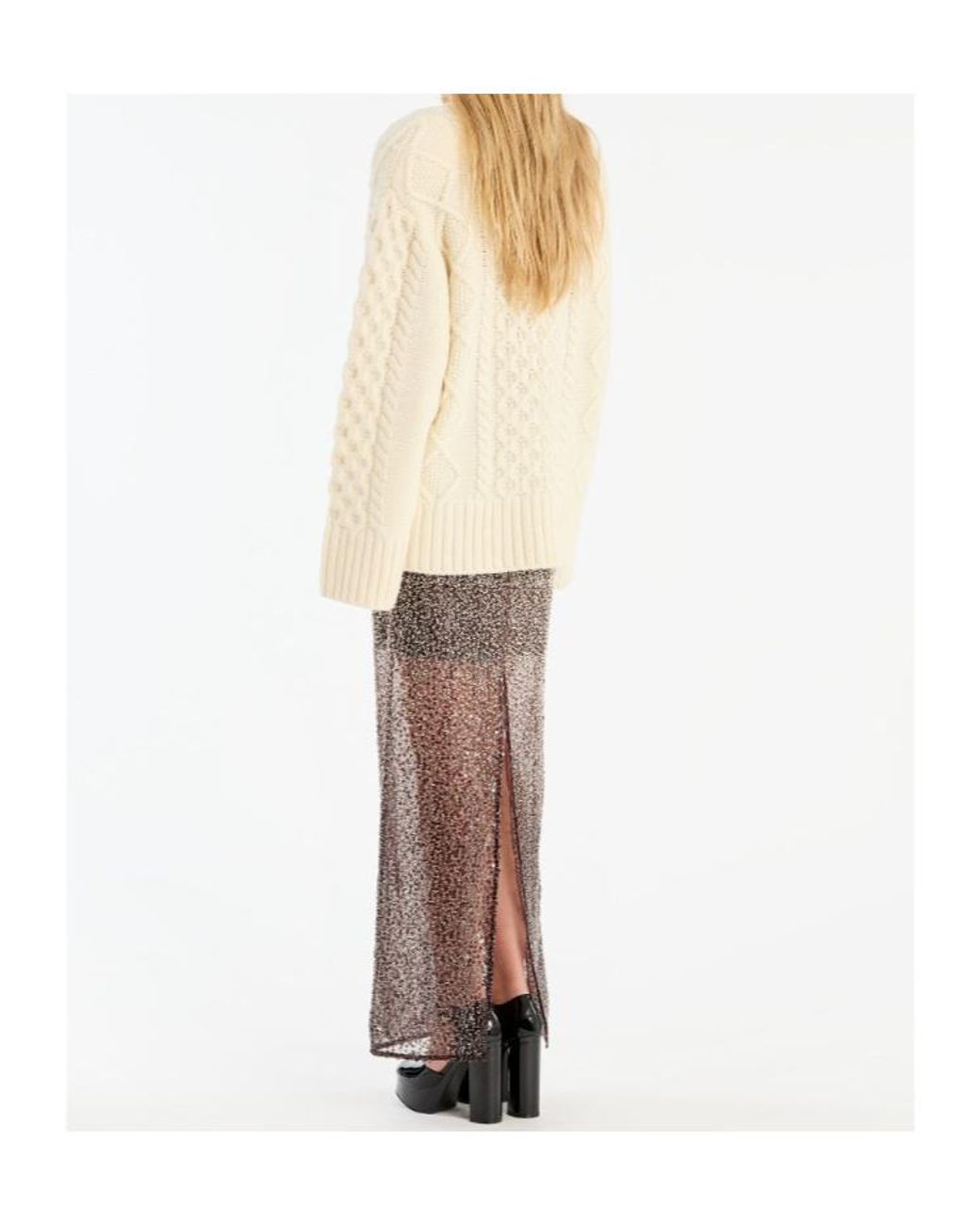 ROTATE BIRGER CHRISTENSEN White Cable-Knit Crew-Neck Sweater