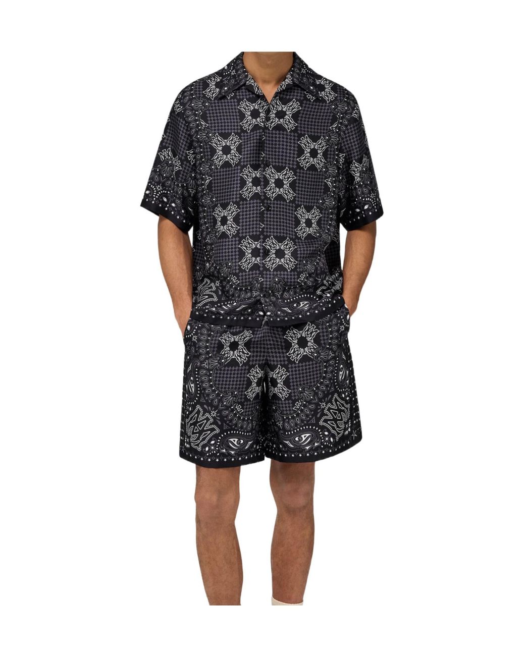 Amiri Gray Ma Check Camp Shirt for men