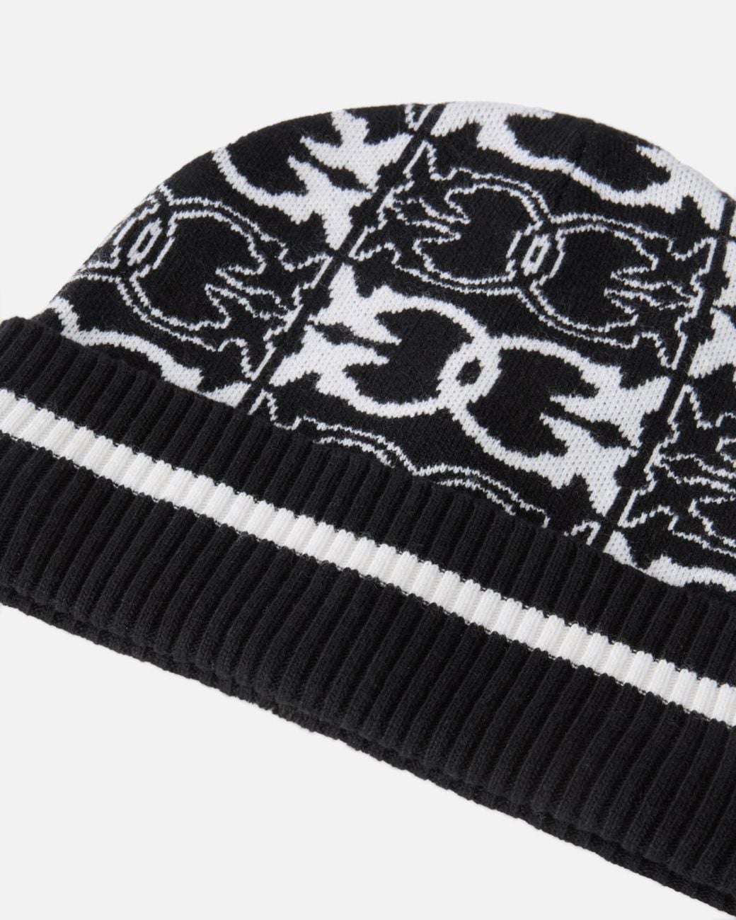 Pinko Black Logo Intarsia Knitted Beanie